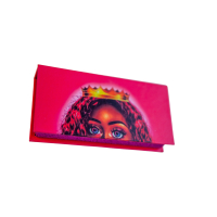 Eyelash storage box - Red-pink with print - 15236